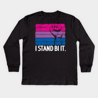 I Stand Bi It Bisexual Funny Bi Pride Kids Long Sleeve T-Shirt